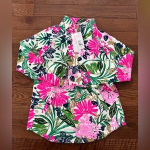 Lilly Pulitzer Pink and Green Floral Zip-Up